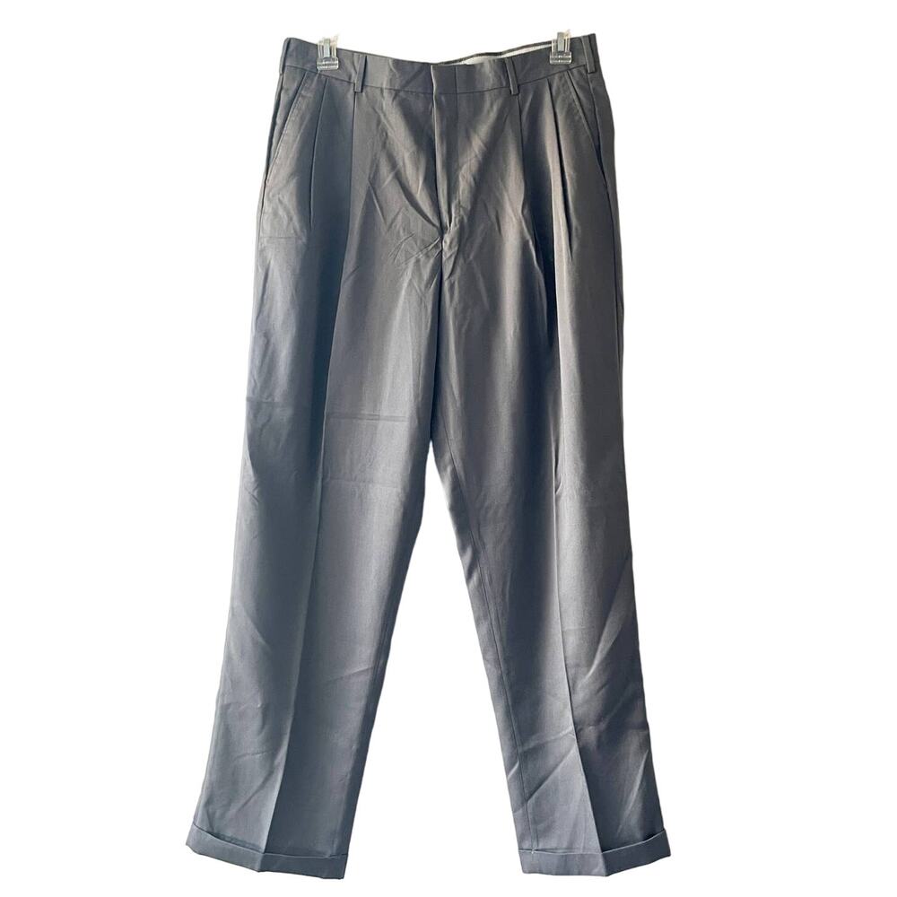 Alexander Julian Colours Gray Twill Dress Pant with Cuffs & Pleats - Size 36X 32